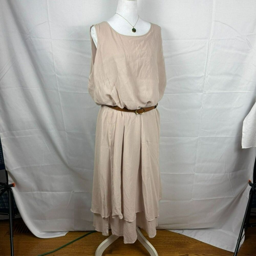 100% Silk Chadwick's 90s Tank Maxi Beige Dress - 3XL